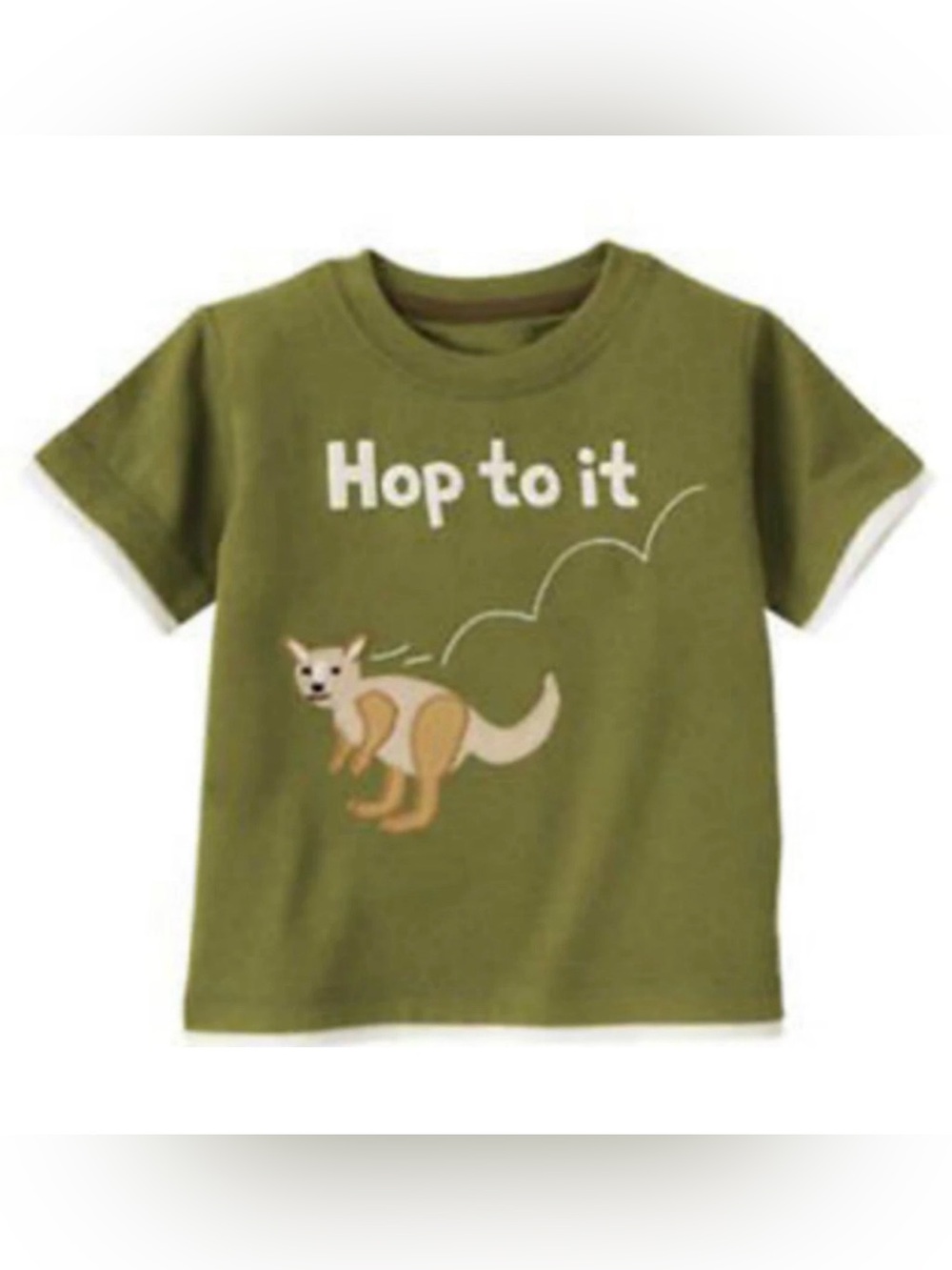 NWT Gymboree Outback Adventure Hop to It Kangaroo Appliques/Emb Tee-Olive Green